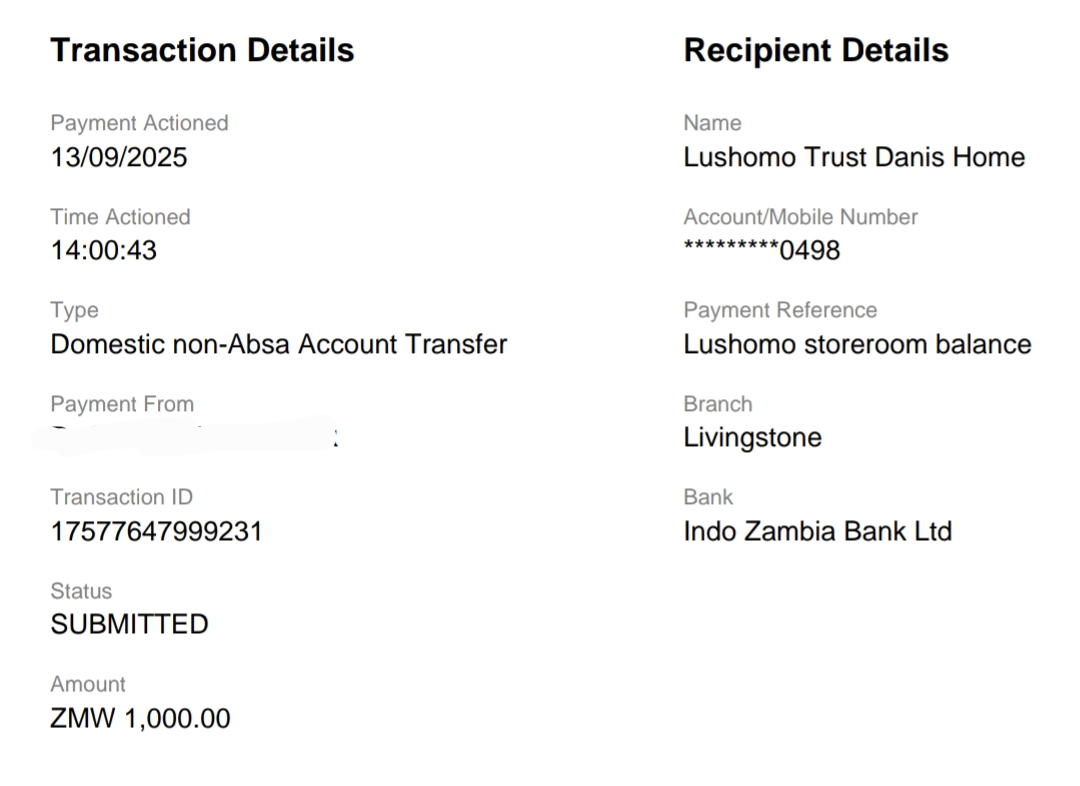 Storeroom repairs final payment