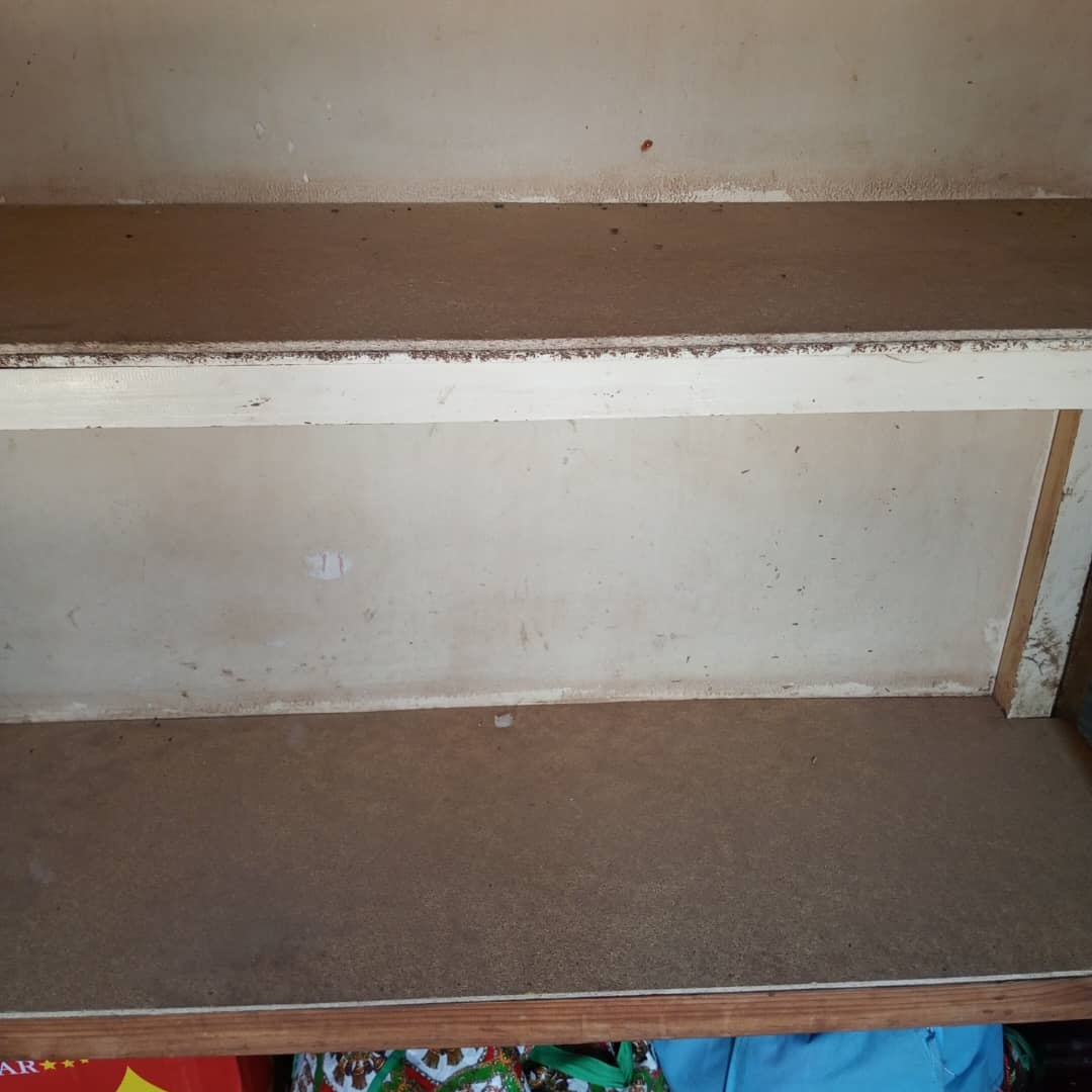 Storeroom repaired shelves