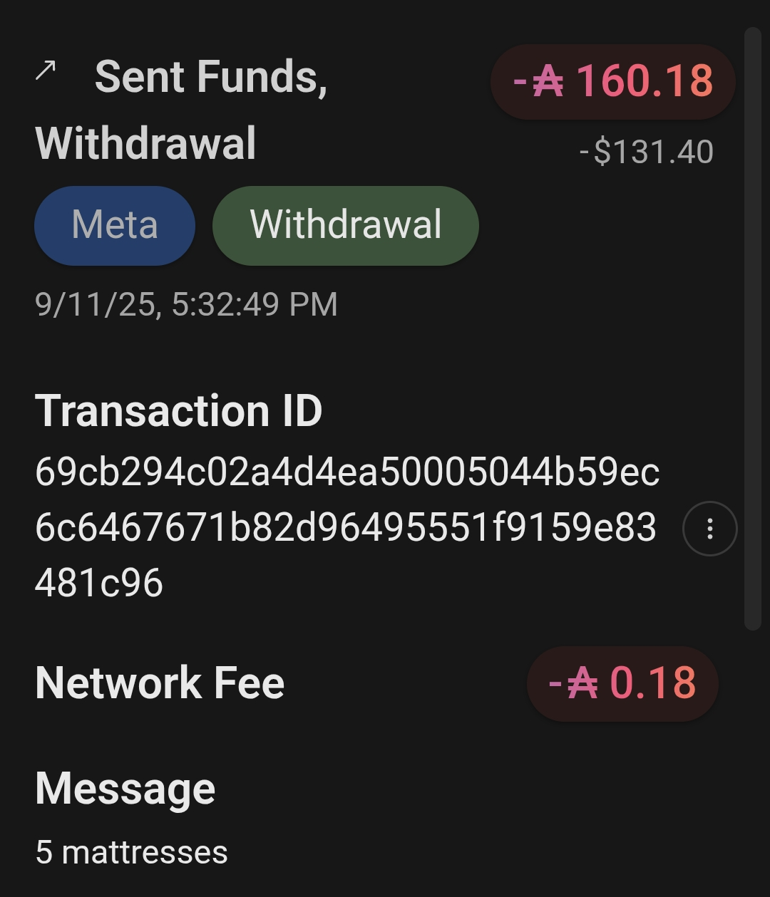 ADA withdrawal for 5 mattresses